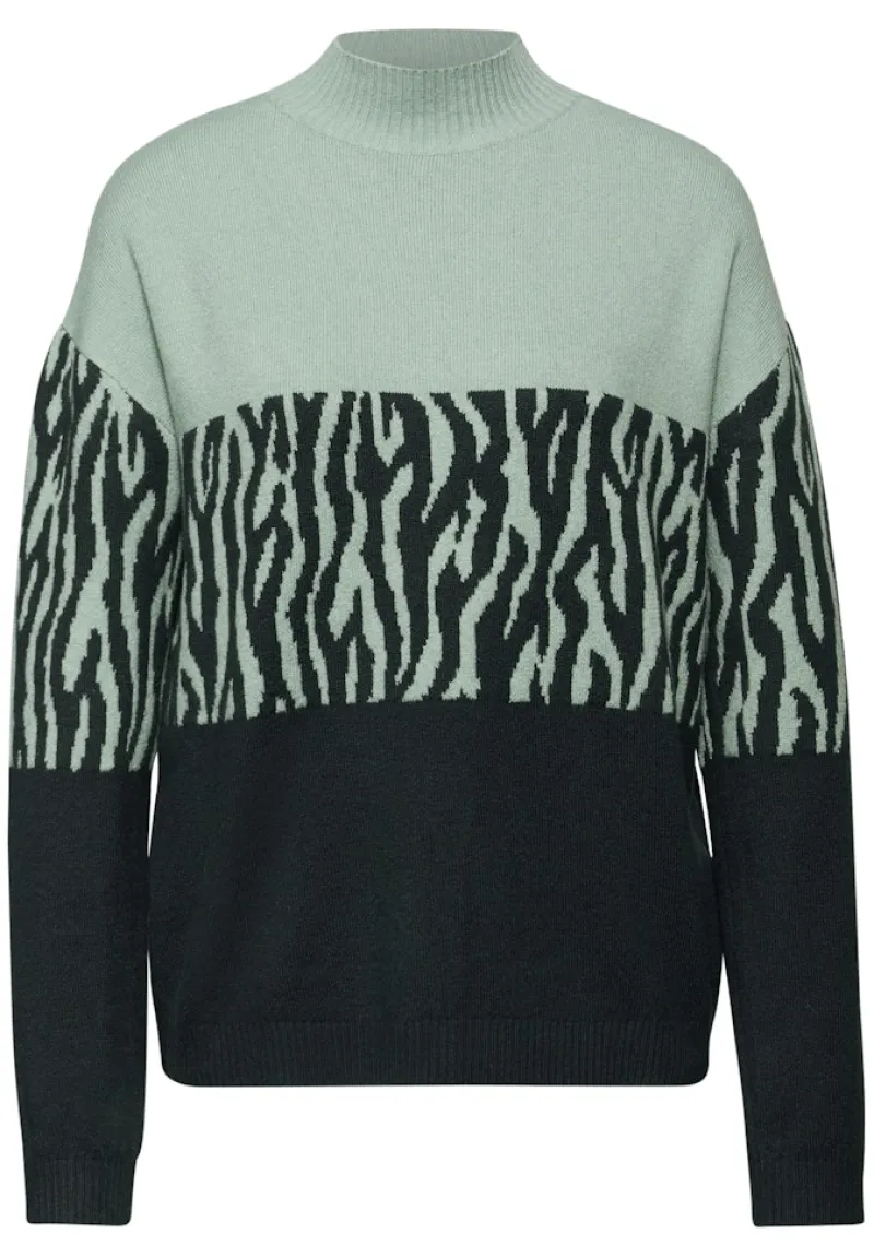 Street One Pullover & Sweatshirts*Color-Block Jacquard Sweater evernight green