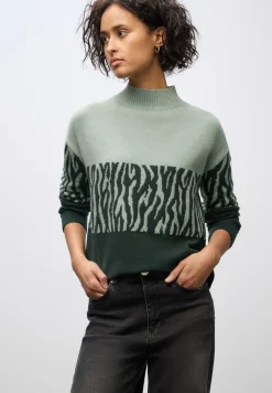 Street One Pullover & Sweatshirts*Color-Block Jacquard Sweater evernight green