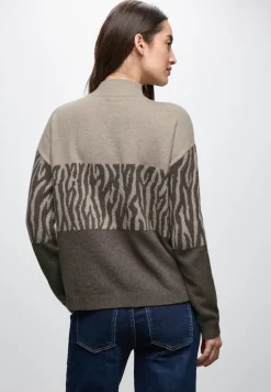 Street One Pullover & Sweatshirts*Color-Block Jacquard Sweater dark nomad brown mel.
