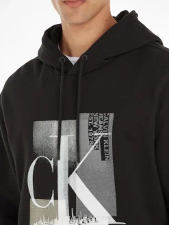 Calvin Klein Jeans Pullover & Sweatshirts*CONNECTED LAYER LANDSCAPE HOODIE ck black