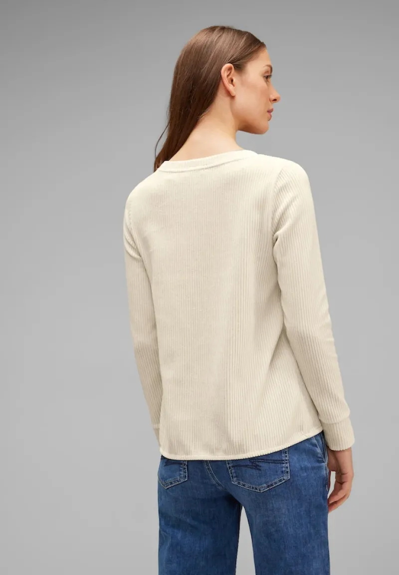Street One Pullover & Sweatshirts*Cord Langarmshirt smooth sand beige