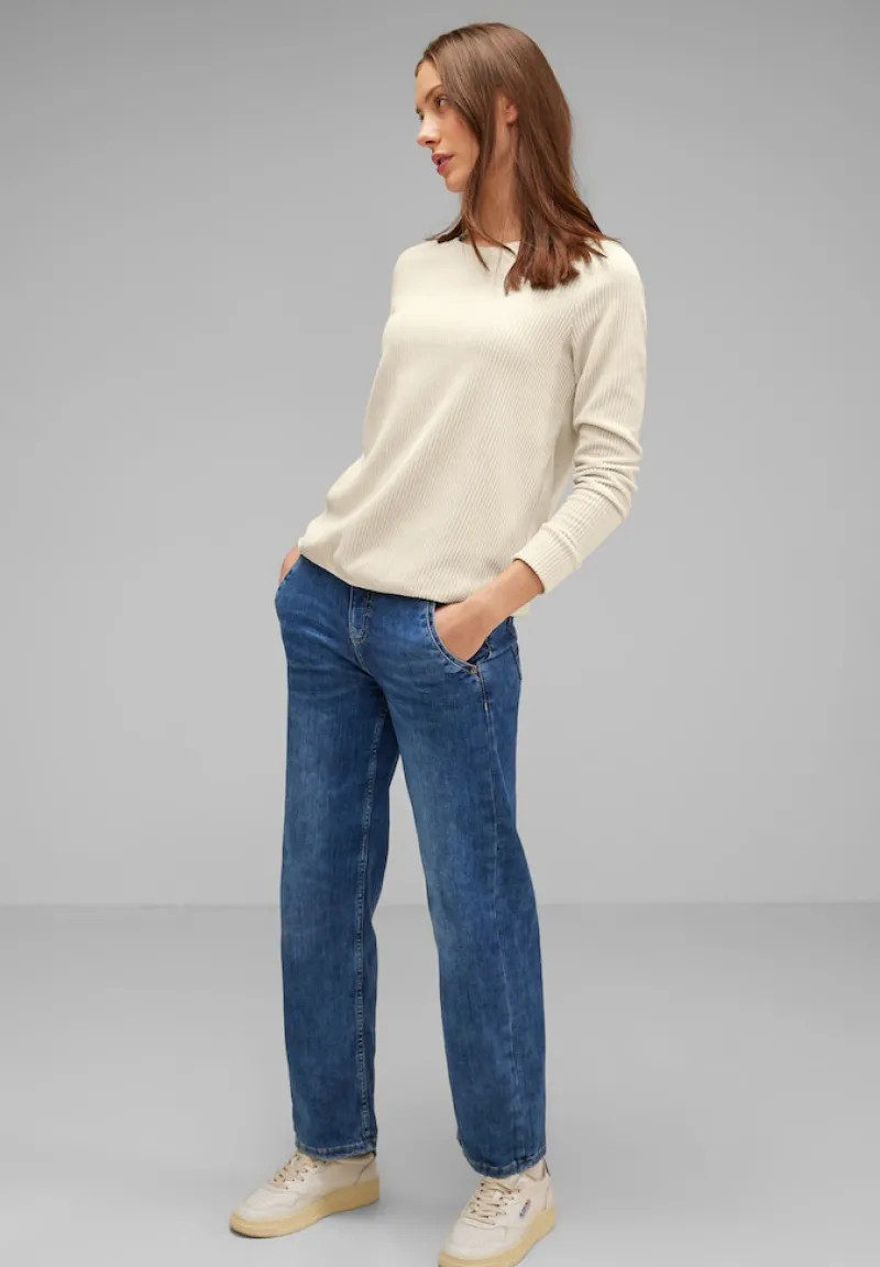 Street One Pullover & Sweatshirts*Cord Langarmshirt smooth sand beige