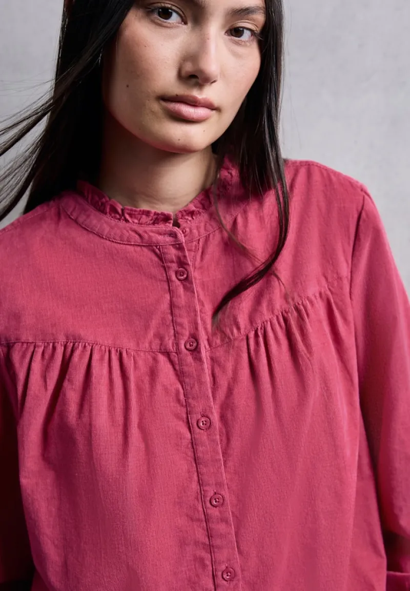 STREET ONE STUDIO Blusen*Cordbluse mit Rüschendetails dark candy pink