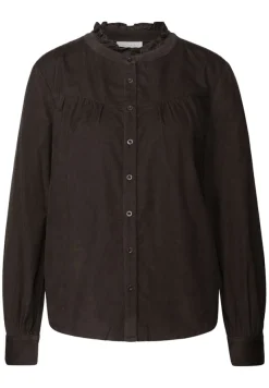 STREET ONE STUDIO Blusen*Cordbluse mit Rüschendetails dark auburn brown