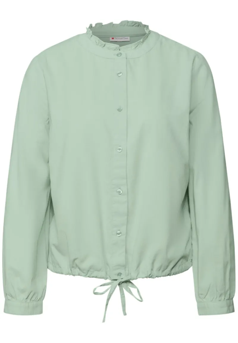 Street One Blusen*Cordbluse mit Tunnelzug serene green