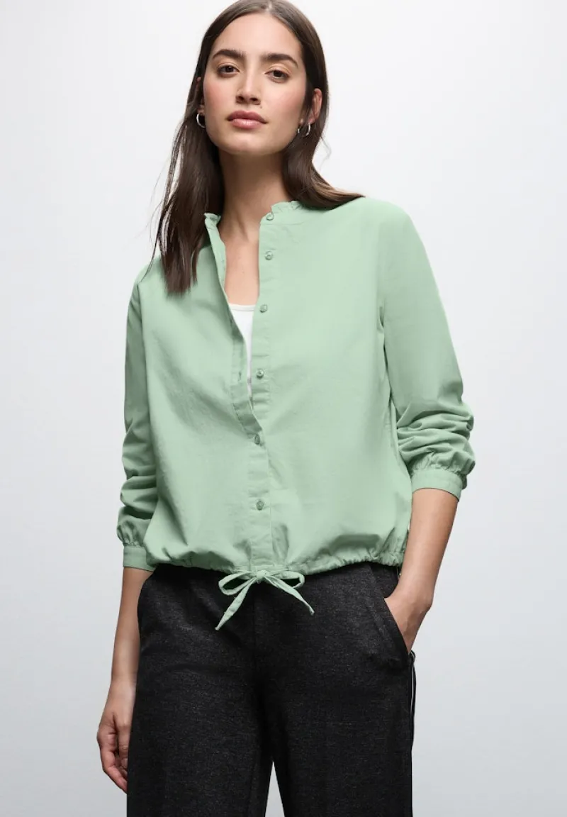 Street One Blusen*Cordbluse mit Tunnelzug serene green