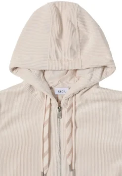 Cecil Jacken*Cordjacke mit Kapuze oat milk beige