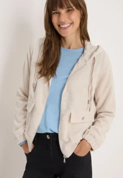 Cecil Jacken*Cordjacke mit Kapuze oat milk beige
