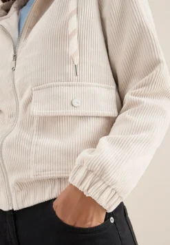 Cecil Jacken*Cordjacke mit Kapuze oat milk beige