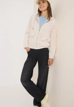 Cecil Jacken*Cordjacke mit Kapuze oat milk beige