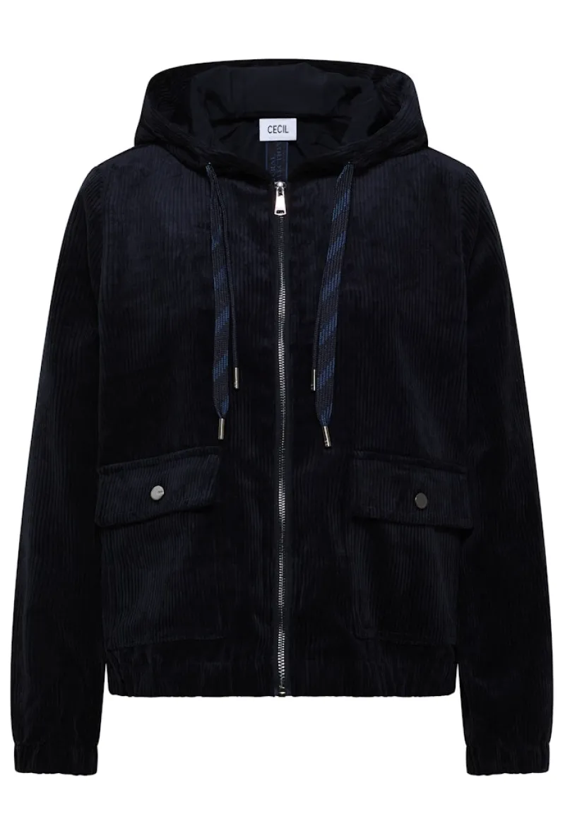 Cecil Jacken*Cordjacke mit Kapuze urban dark blue