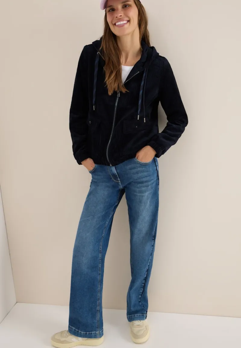 Cecil Jacken*Cordjacke mit Kapuze urban dark blue
