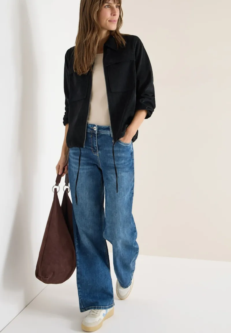 Cecil Jacken*Cordjacke mit Tunnelzug Black