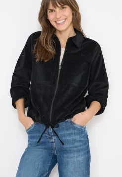 Cecil Jacken*Cordjacke mit Tunnelzug Black
