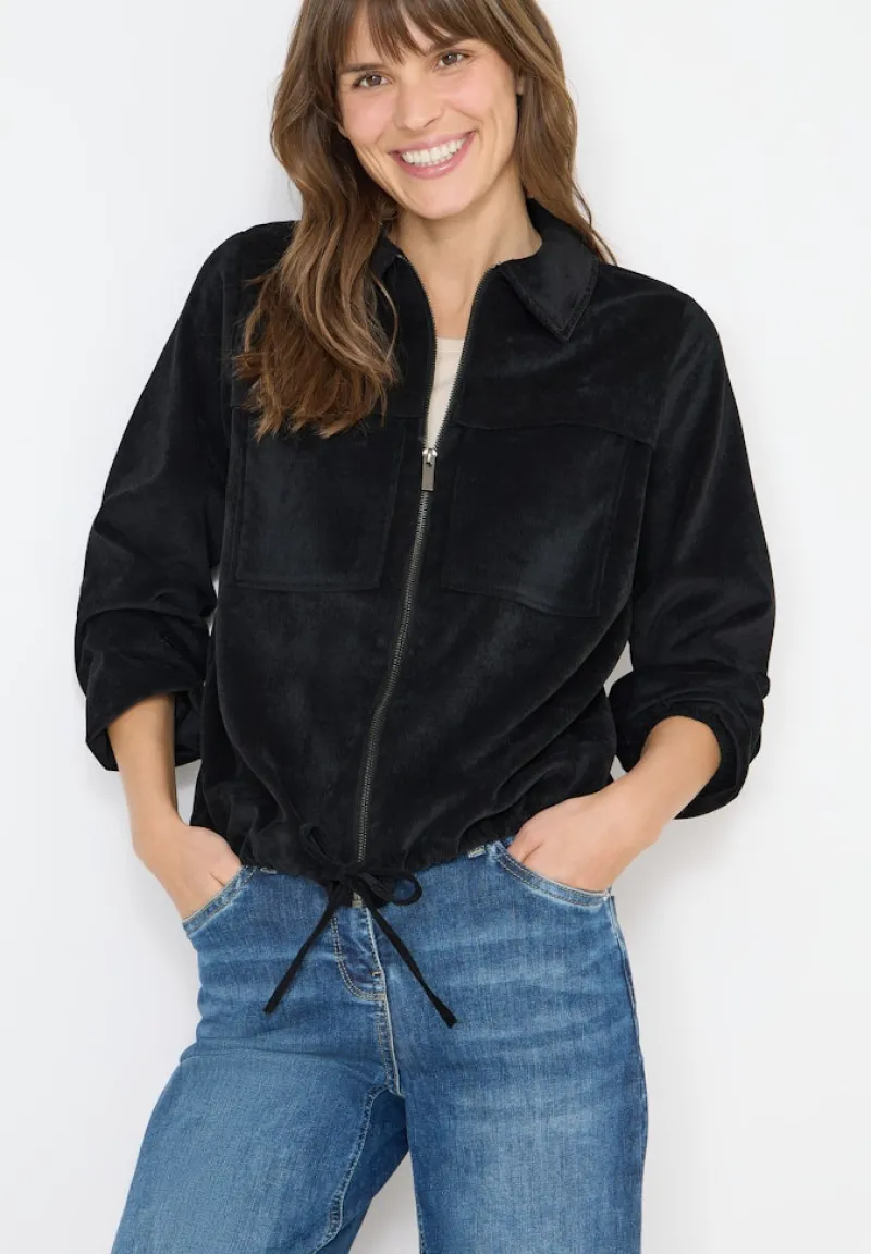 Cecil Jacken*Cordjacke mit Tunnelzug Black