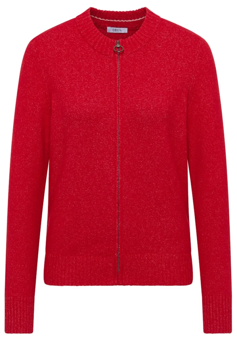 Cecil Pullover & Sweatshirts*Cosy Cardigan mit Zipper fiery red melange