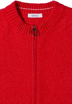 Cecil Pullover & Sweatshirts*Cosy Cardigan mit Zipper fiery red melange