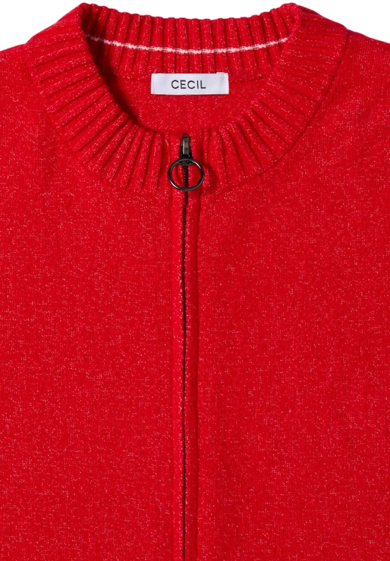 Cecil Pullover & Sweatshirts*Cosy Cardigan mit Zipper fiery red melange