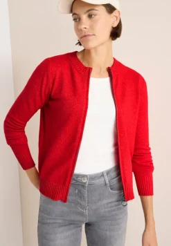 Cecil Pullover & Sweatshirts*Cosy Cardigan mit Zipper fiery red melange