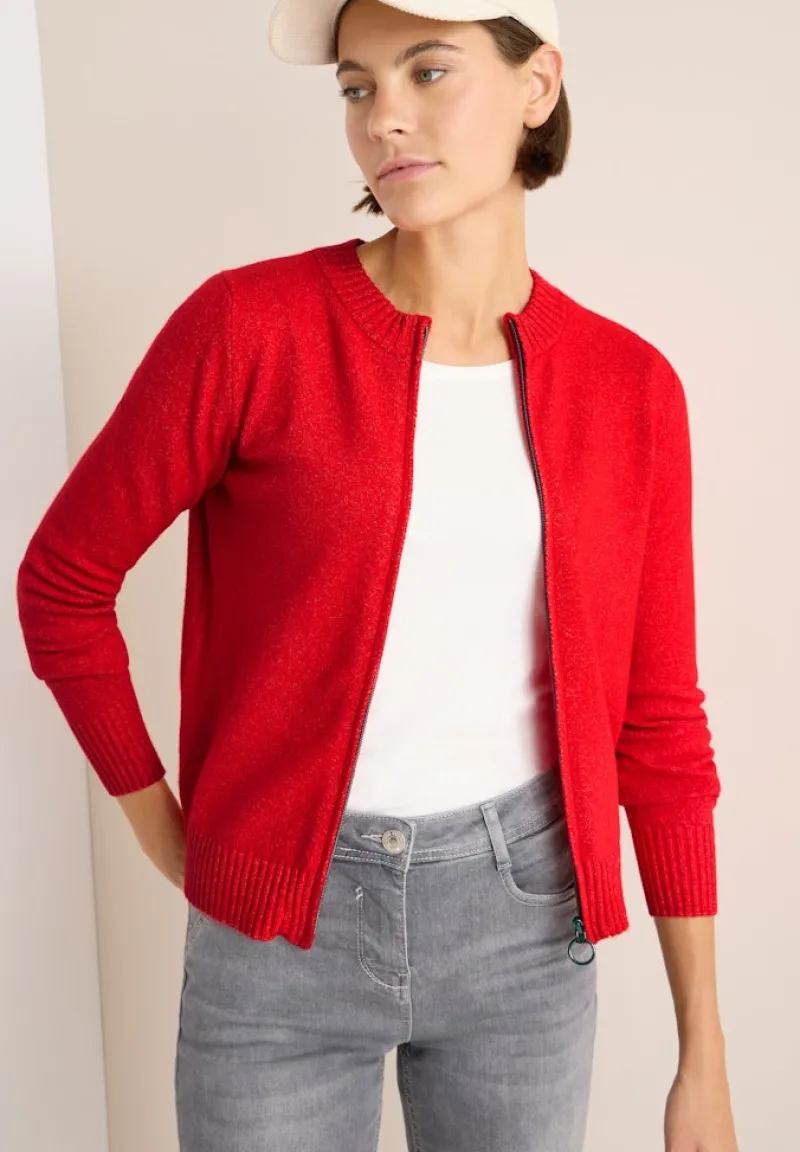 Cecil Pullover & Sweatshirts*Cosy Cardigan mit Zipper fiery red melange