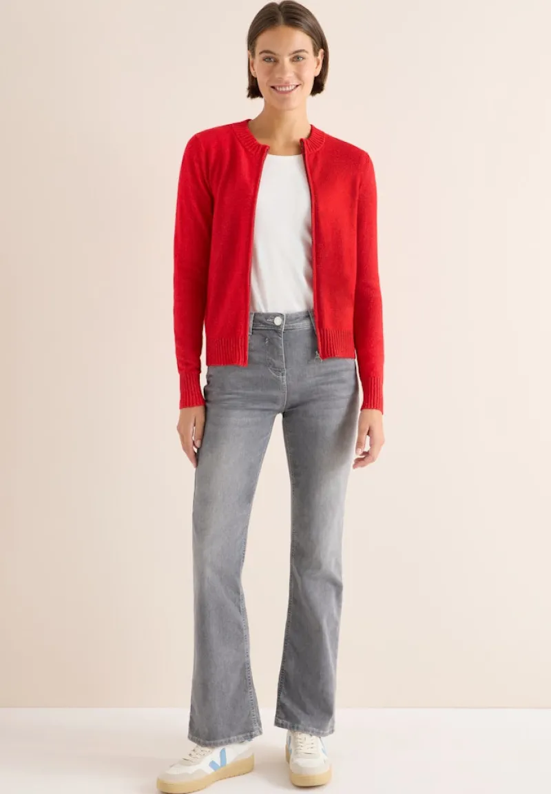 Cecil Pullover & Sweatshirts*Cosy Cardigan mit Zipper fiery red melange