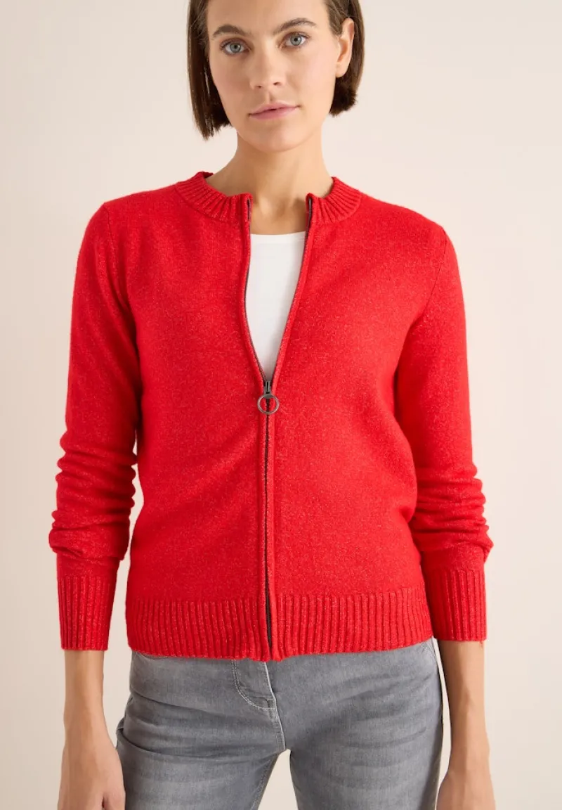 Cecil Pullover & Sweatshirts*Cosy Cardigan mit Zipper fiery red melange