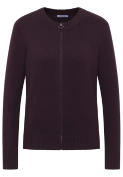 Cecil Pullover & Sweatshirts*Cosy Cardigan mit Zipper eggplant red melange