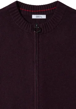 Cecil Pullover & Sweatshirts*Cosy Cardigan mit Zipper eggplant red melange