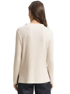 Tom Tailor Shirts*Cosy Langarmshirt mit Stehkragen sand stone beige melange