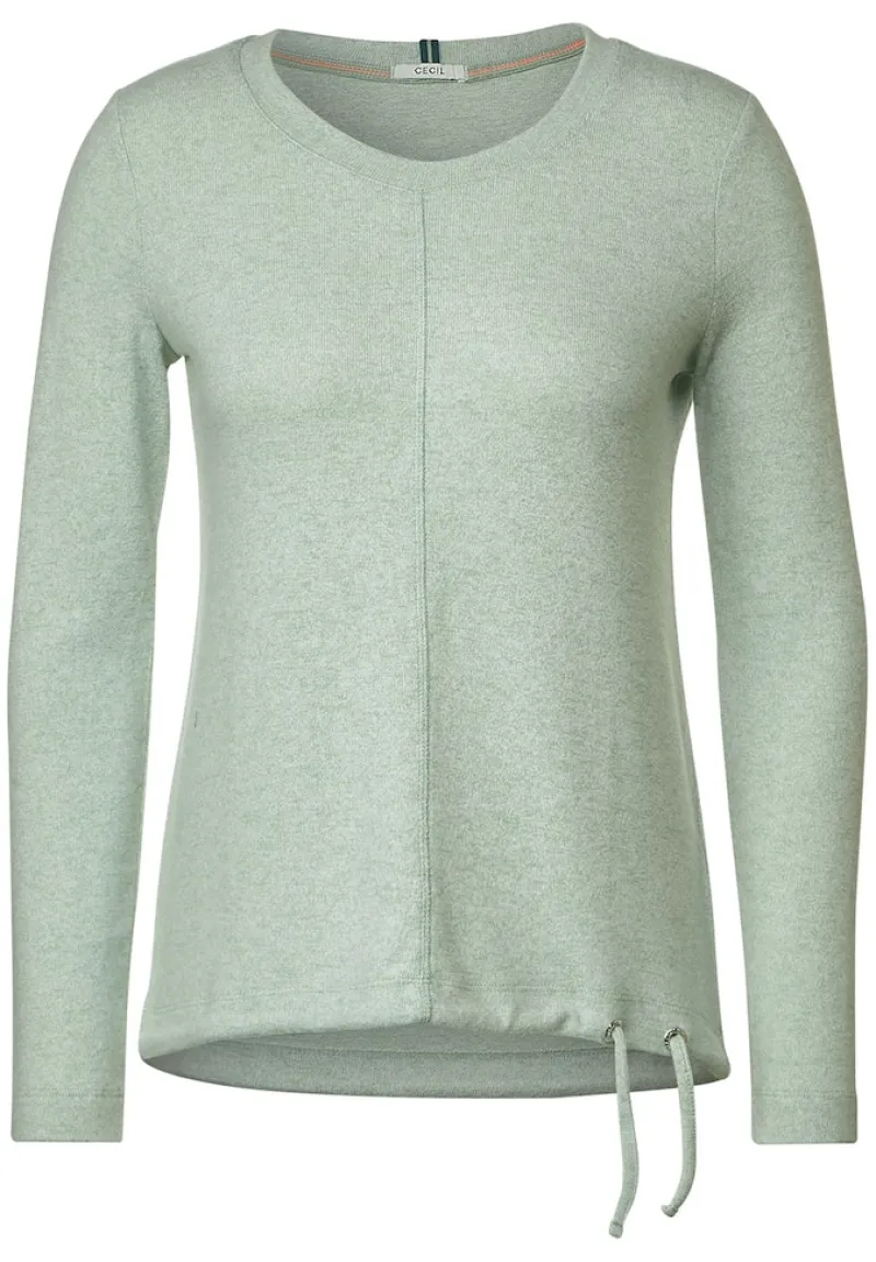 Cecil Shirts*Cosy Melange Langarmshirt clear sage green melange