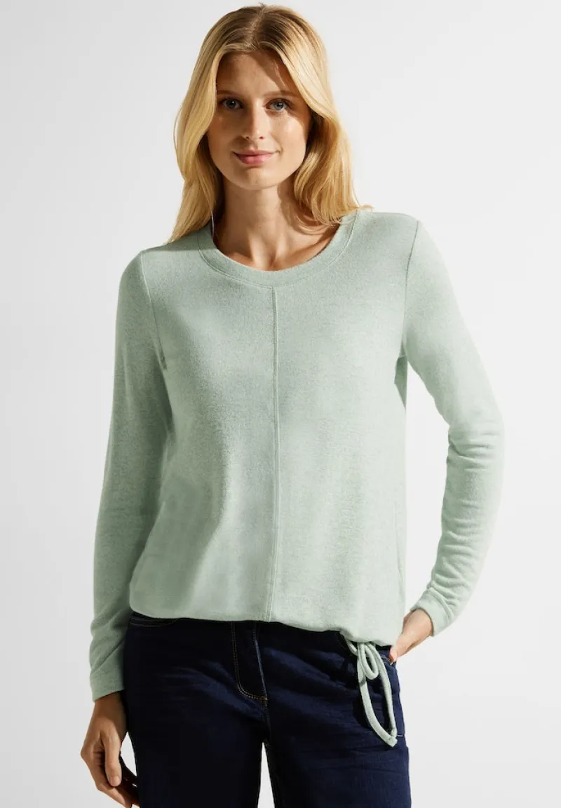 Cecil Shirts*Cosy Melange Langarmshirt clear sage green melange