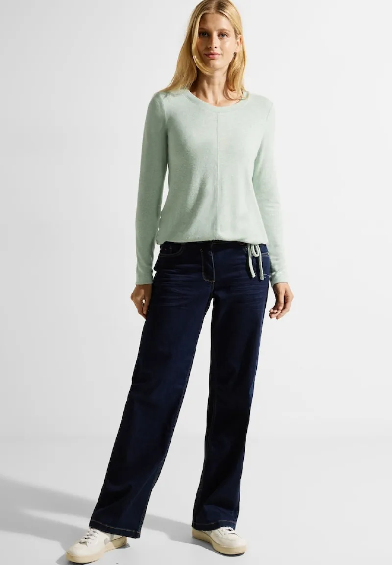 Cecil Shirts*Cosy Melange Langarmshirt clear sage green melange