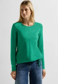 Cecil Shirts*Cosy Melange Langarmshirt easy green melange