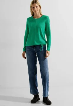 Cecil Shirts*Cosy Melange Langarmshirt easy green melange
