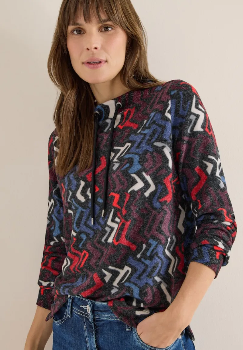 Cecil Shirts*Cosy Shirt mit Grafikmuster black multi melange