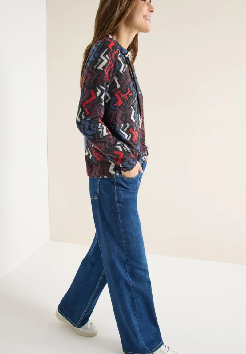 Cecil Shirts*Cosy Shirt mit Grafikmuster black multi melange