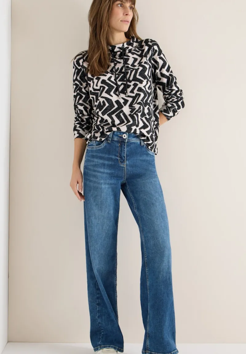 Cecil Shirts*Cosy Shirt mit Grafikmuster light greige melange