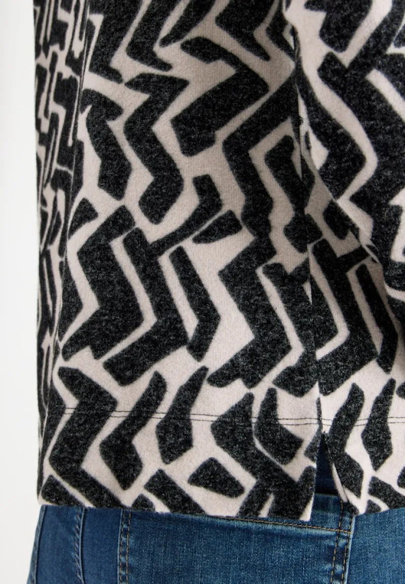 Cecil Shirts*Cosy Shirt mit Grafikmuster light greige melange