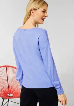 Street One Shirts*Cosy Shirt mit Partprint shiny blue melange