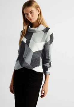 Cecil Shirts*Cosy Shirt mit Print black melange