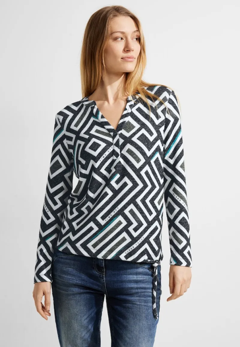 Cecil Shirts*Cosy Tunikashirt mit Print black melange