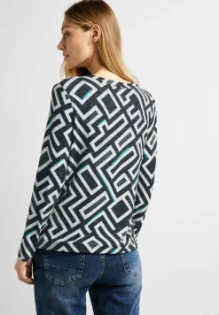 Cecil Shirts*Cosy Tunikashirt mit Print black melange