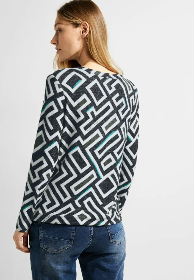 Cecil Shirts*Cosy Tunikashirt mit Print black melange