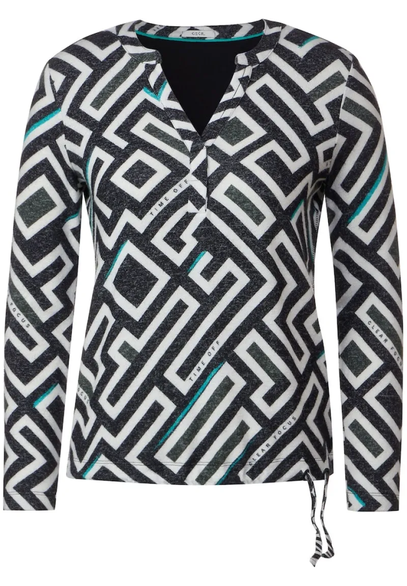 Cecil Shirts*Cosy Tunikashirt mit Print black melange