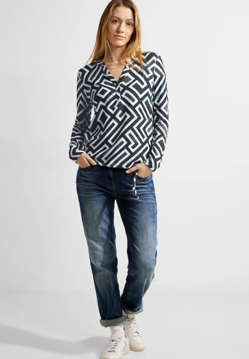 Cecil Shirts*Cosy Tunikashirt mit Print black melange