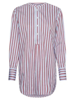 Tommy Hilfiger Blusen*COTTON SATEEN P-OVER TUNIC LS victoria stp breezy blue