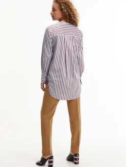 Tommy Hilfiger Blusen*COTTON SATEEN P-OVER TUNIC LS victoria stp breezy blue