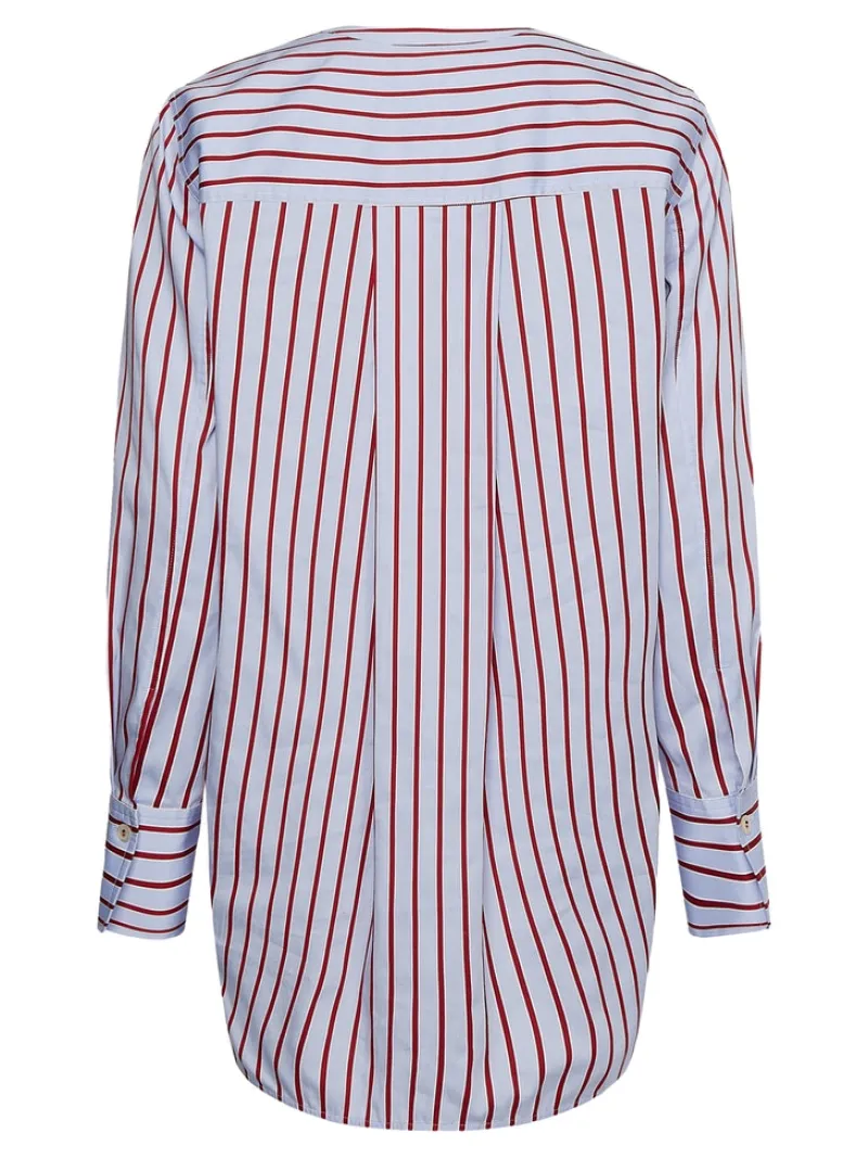 Tommy Hilfiger Blusen*COTTON SATEEN P-OVER TUNIC LS victoria stp breezy blue