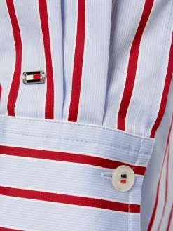 Tommy Hilfiger Blusen*COTTON SATEEN P-OVER TUNIC LS victoria stp breezy blue