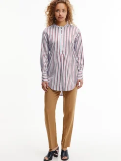 Tommy Hilfiger Blusen*COTTON SATEEN P-OVER TUNIC LS victoria stp breezy blue